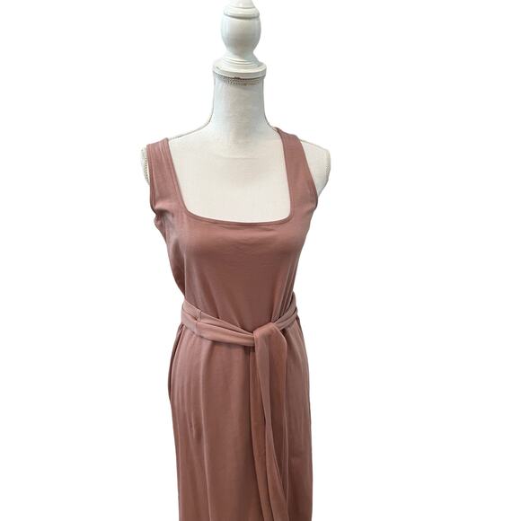 Vince Pima Cotton Square Neck Belted Midi Dress Mauve S - Picture 5 of 10